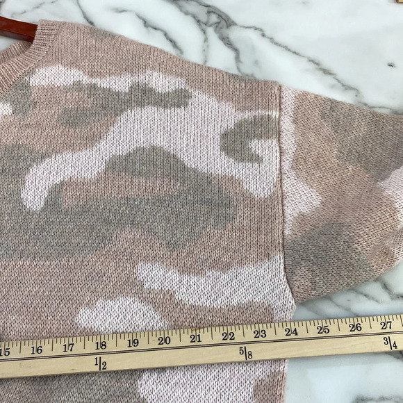 Lucky Brand Pullover Sweater Women Size XL Pink Gray Camo Wool Blend Ribbed Crew - Picture 6 of 12